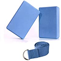 Abree 2pcs Bloques de Yoga+Correa - Bloque de Espuma EVA de Alta Densidad para Hacer Ejercicios en Casa-Set de Yoga para…
